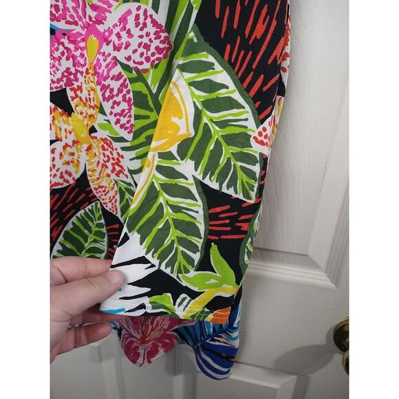 Shane Lee Inc Woman L* Blouse Tropical Hawaiian 3/4 Sleeve Stretch Vac Casual - Picture 2 of 8